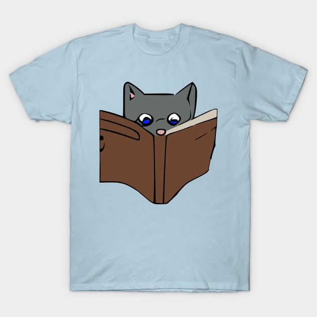 Cat Reading a Book T-Shirt by JoeHx